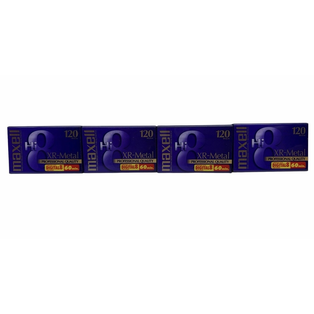 Lot 4 Maxell Hi8 XR-Metal 120 8mm Camcorder Tapes Digital8 60 Min NEW
